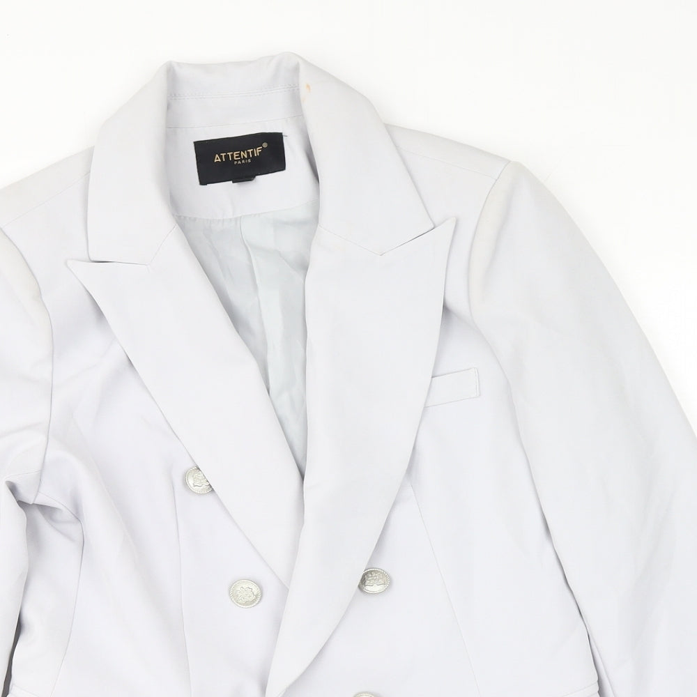 ATTENTIF Womens Grey Polyester Jacket Blazer Size 14