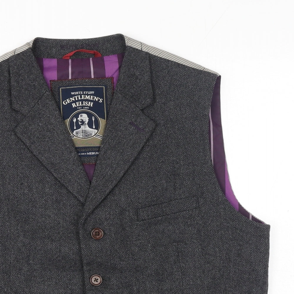 White Stuff Mens Grey Wool Jacket Suit Waistcoat Size M