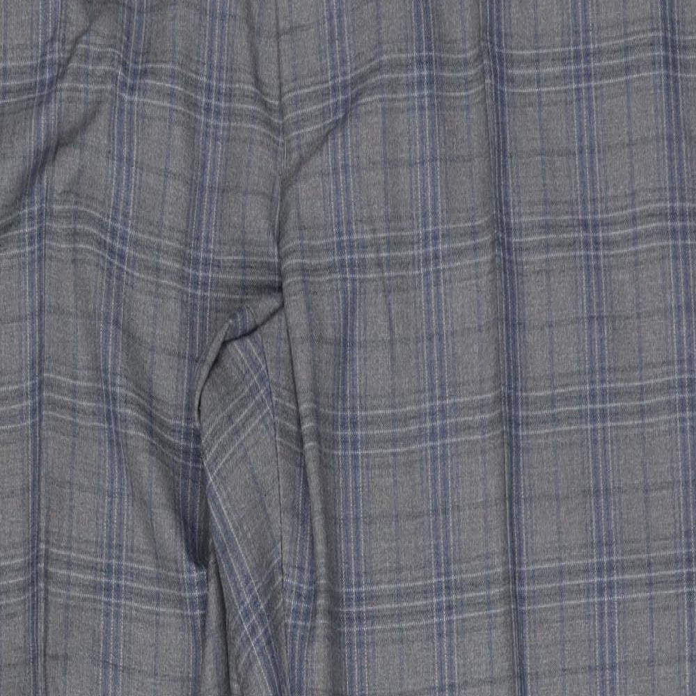 Preworn Mens Blue Plaid Polyester Trousers Size 44 in L29 in Regular Hook & Eye