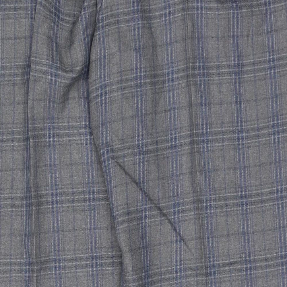 Preworn Mens Blue Plaid Polyester Trousers Size 44 in L29 in Regular Hook & Eye