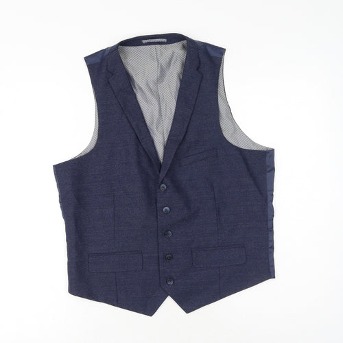 Slaters Mens Blue Wool Jacket Suit Waistcoat Size 40