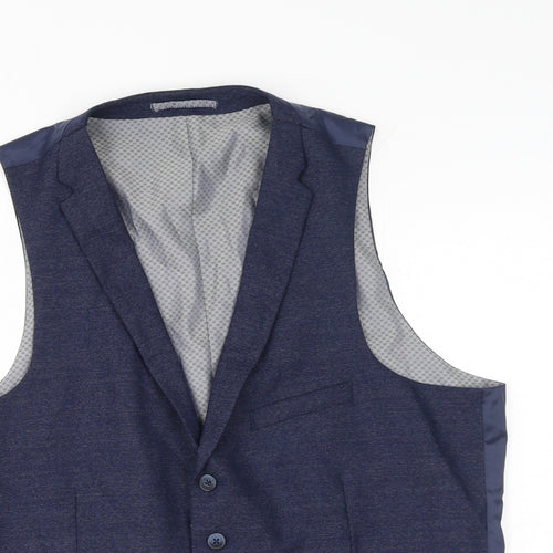 Slaters Mens Blue Wool Jacket Suit Waistcoat Size 40