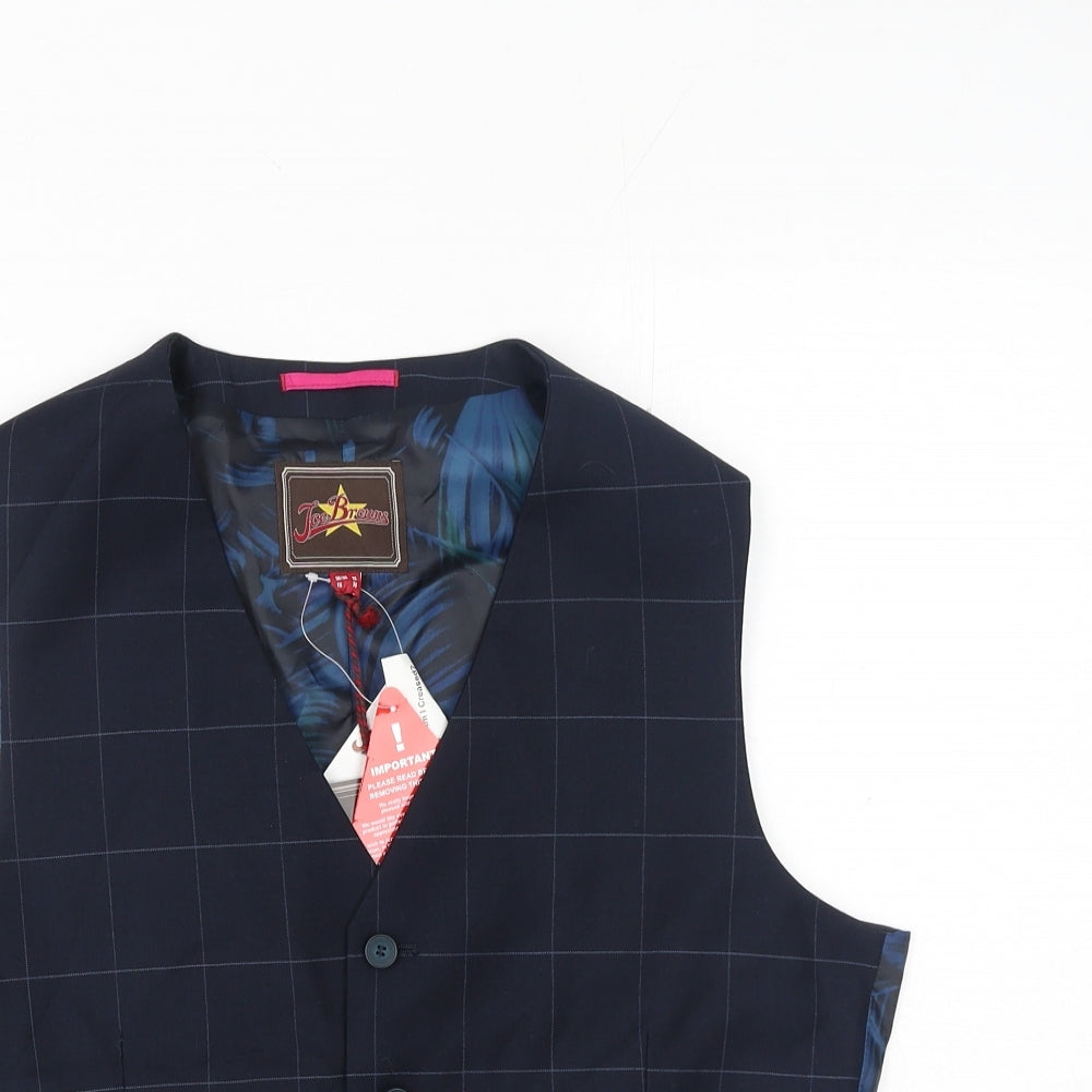 Joe Browns Mens Blue Geometric Polyester Jacket Suit Waistcoat Size 38