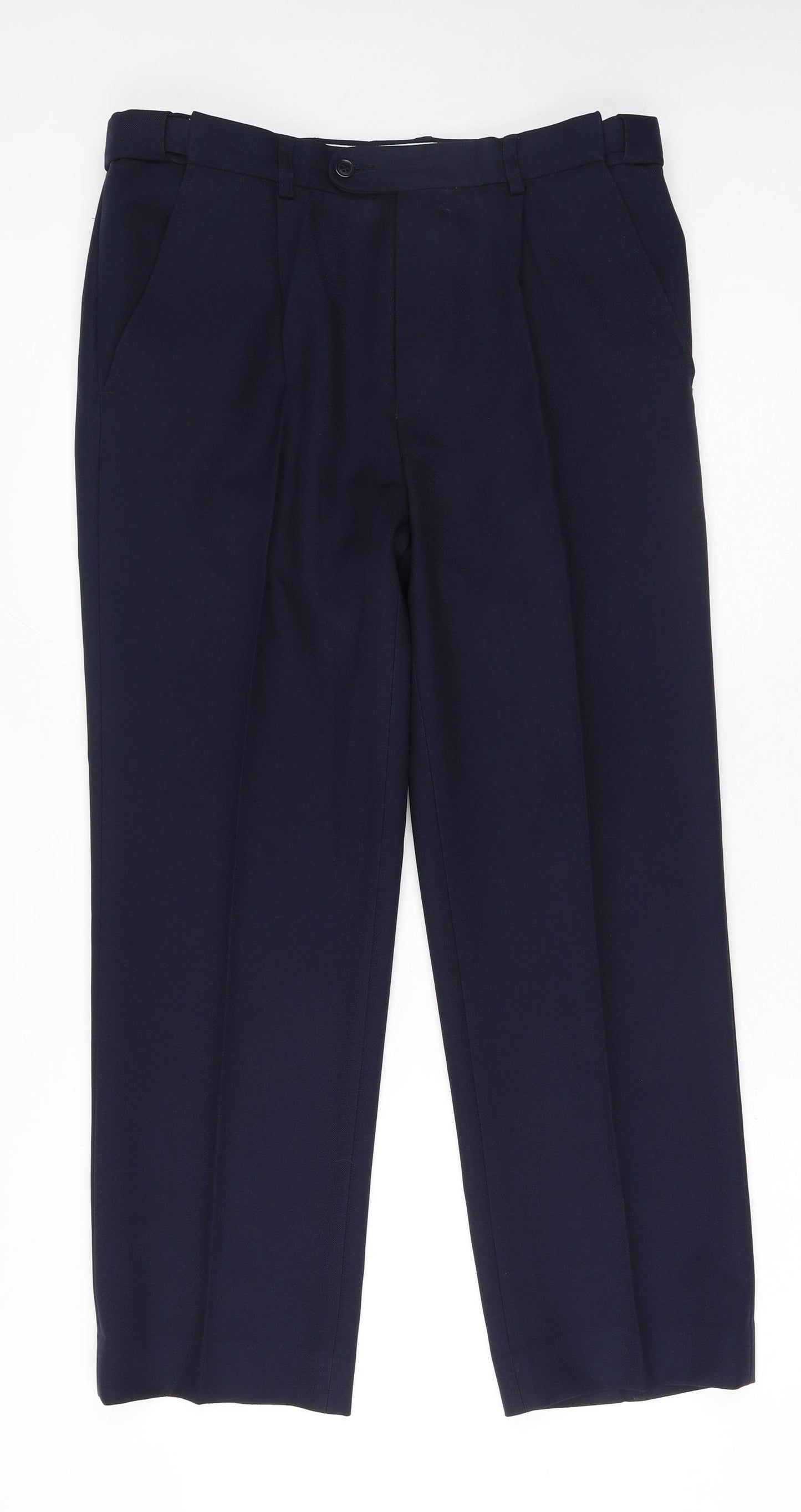 Savatini Mens Blue Polyester Trousers Size 34 in L29 in Regular Hook & Eye