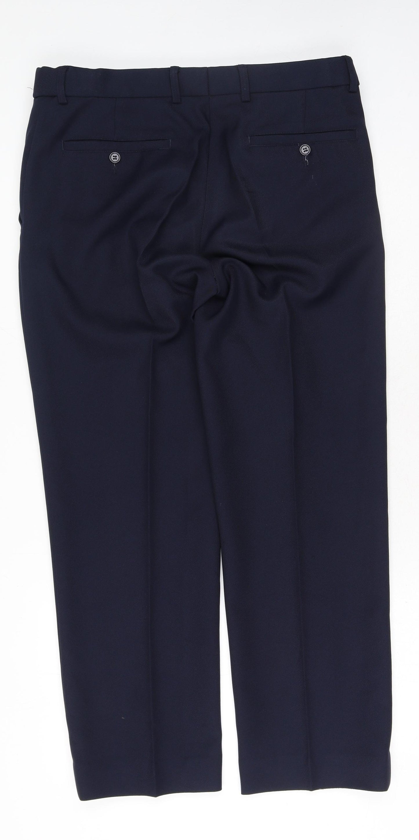 Savatini Mens Blue Polyester Trousers Size 34 in L29 in Regular Hook & Eye