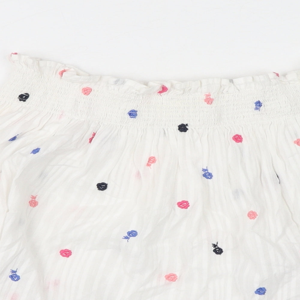 Gap Womens White Geometric Cotton Basic Blouse Size M Boat Neck