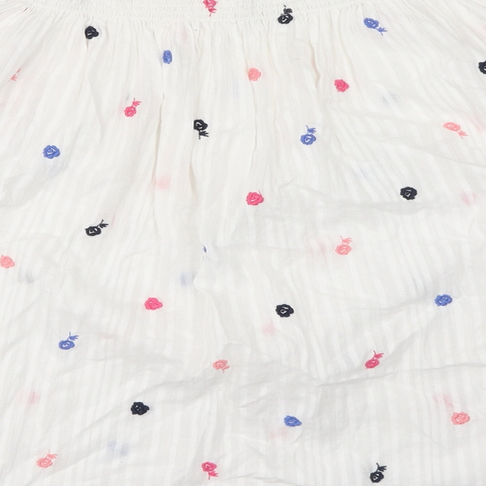 Gap Womens White Geometric Cotton Basic Blouse Size M Boat Neck