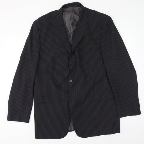 Marks and Spencer Mens Grey Striped Polyester Jacket Suit Jacket Size 46