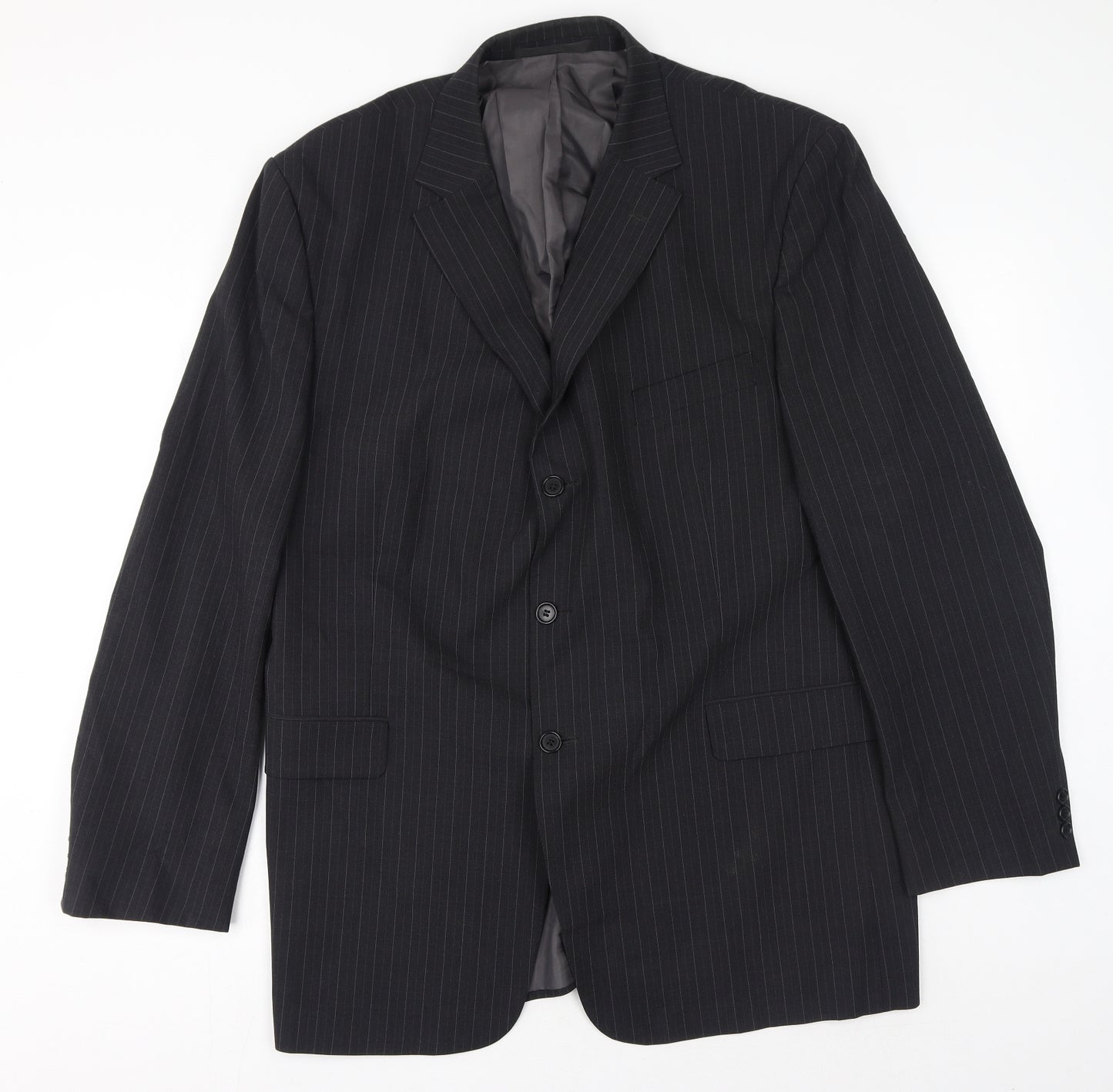 Marks and Spencer Mens Grey Striped Polyester Jacket Suit Jacket Size 46