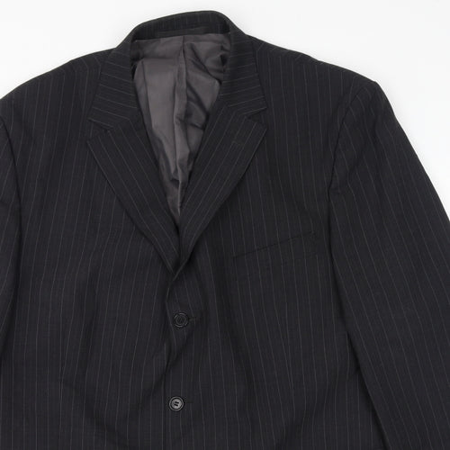 Marks and Spencer Mens Grey Striped Polyester Jacket Suit Jacket Size 46
