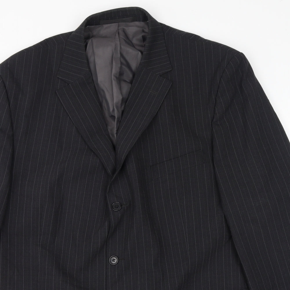 Marks and Spencer Mens Grey Striped Polyester Jacket Suit Jacket Size 46