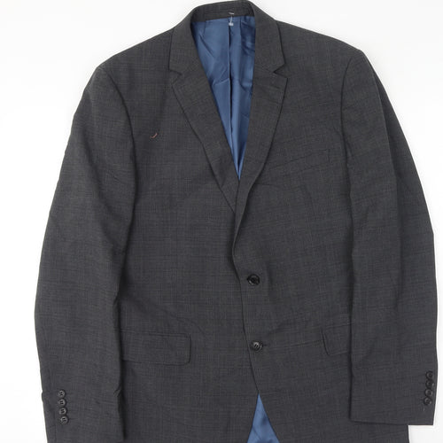 Marks and Spencer Mens Grey Plaid Polyester Jacket Suit Jacket Size M