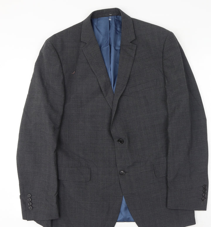 Marks and Spencer Mens Grey Plaid Polyester Jacket Suit Jacket Size M