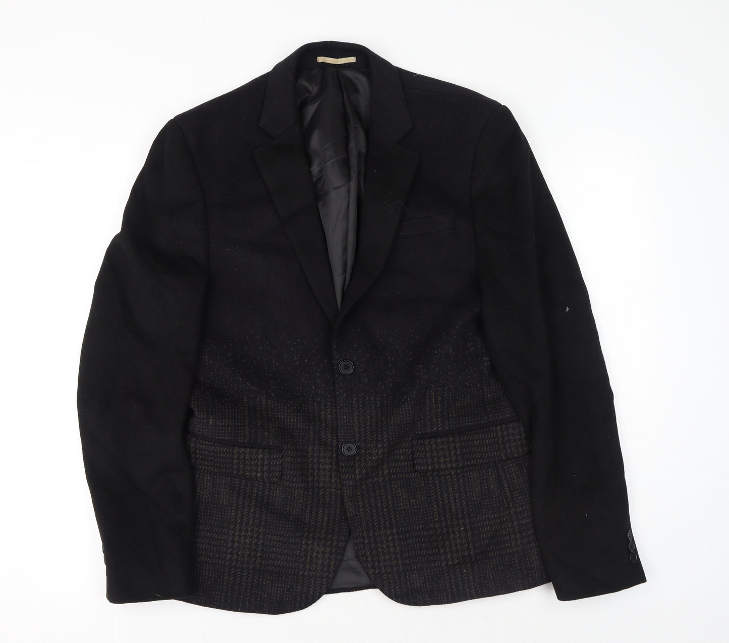 River Island Mens Black Plaid Polyester Jacket Suit Jacket Size M