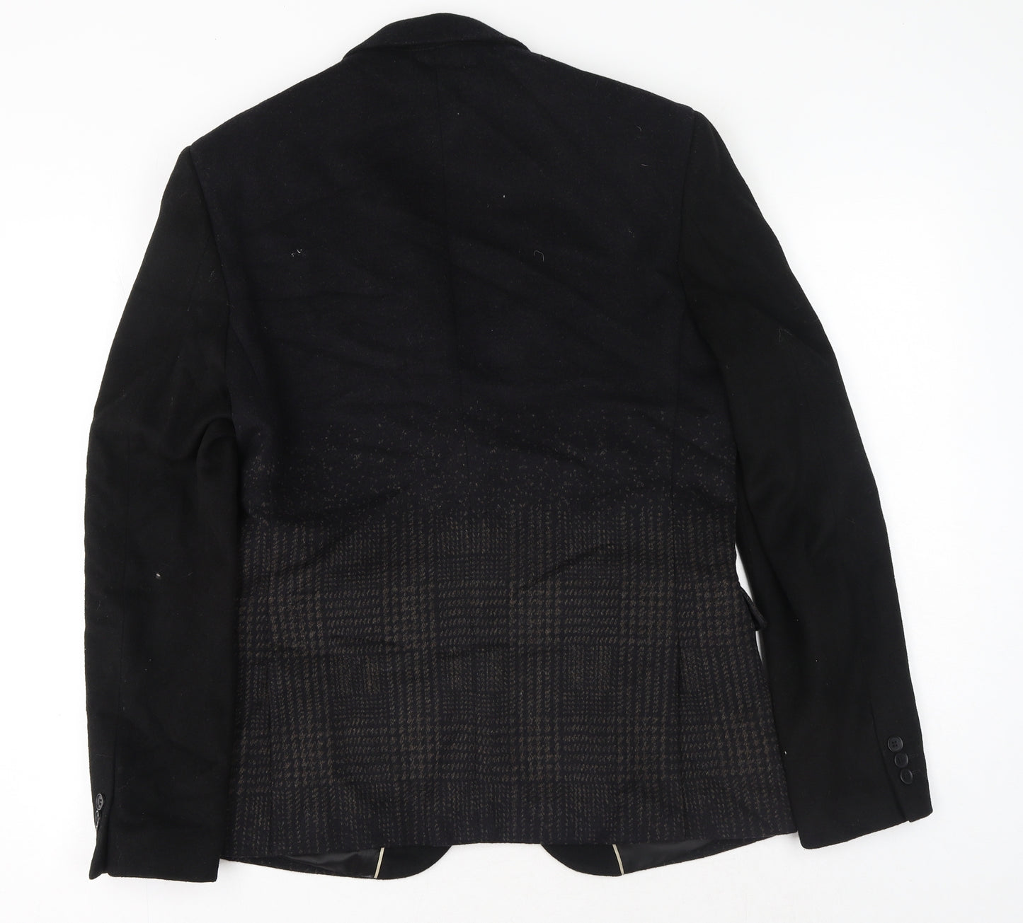 River Island Mens Black Plaid Polyester Jacket Suit Jacket Size M