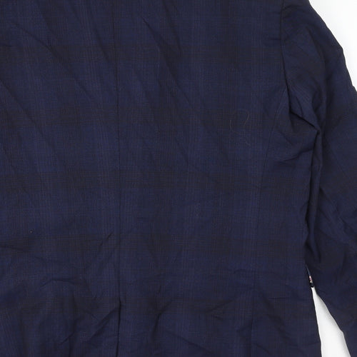 NEXT Mens Blue Plaid Polyester Jacket Suit Jacket Size 40