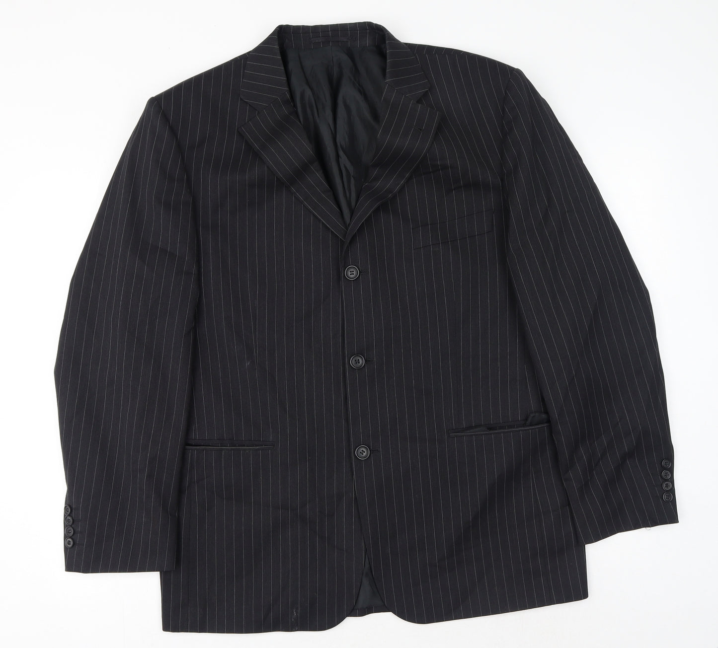 Armando Mens Black Striped Wool Jacket Suit Jacket Size 42