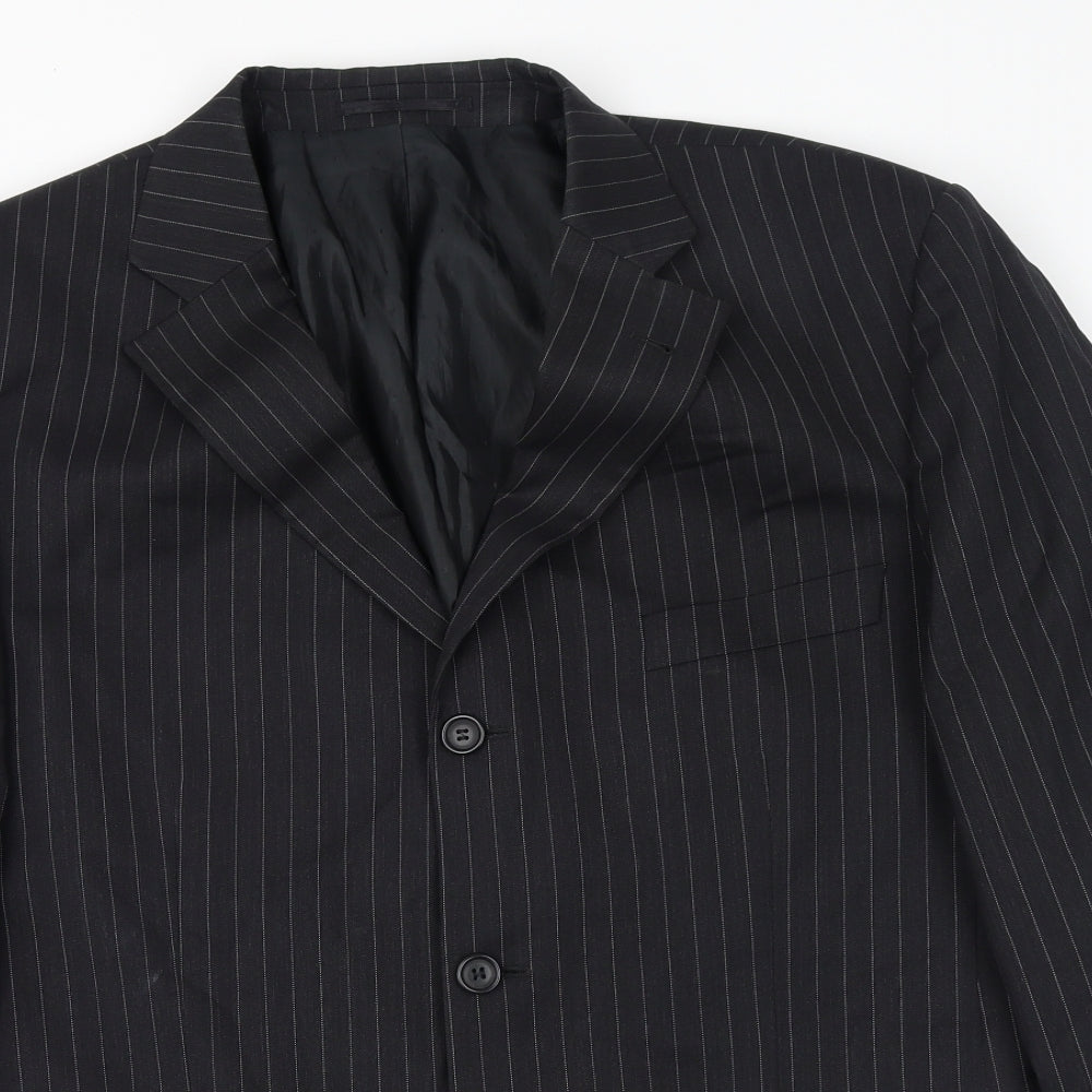 Armando Mens Black Striped Wool Jacket Suit Jacket Size 42