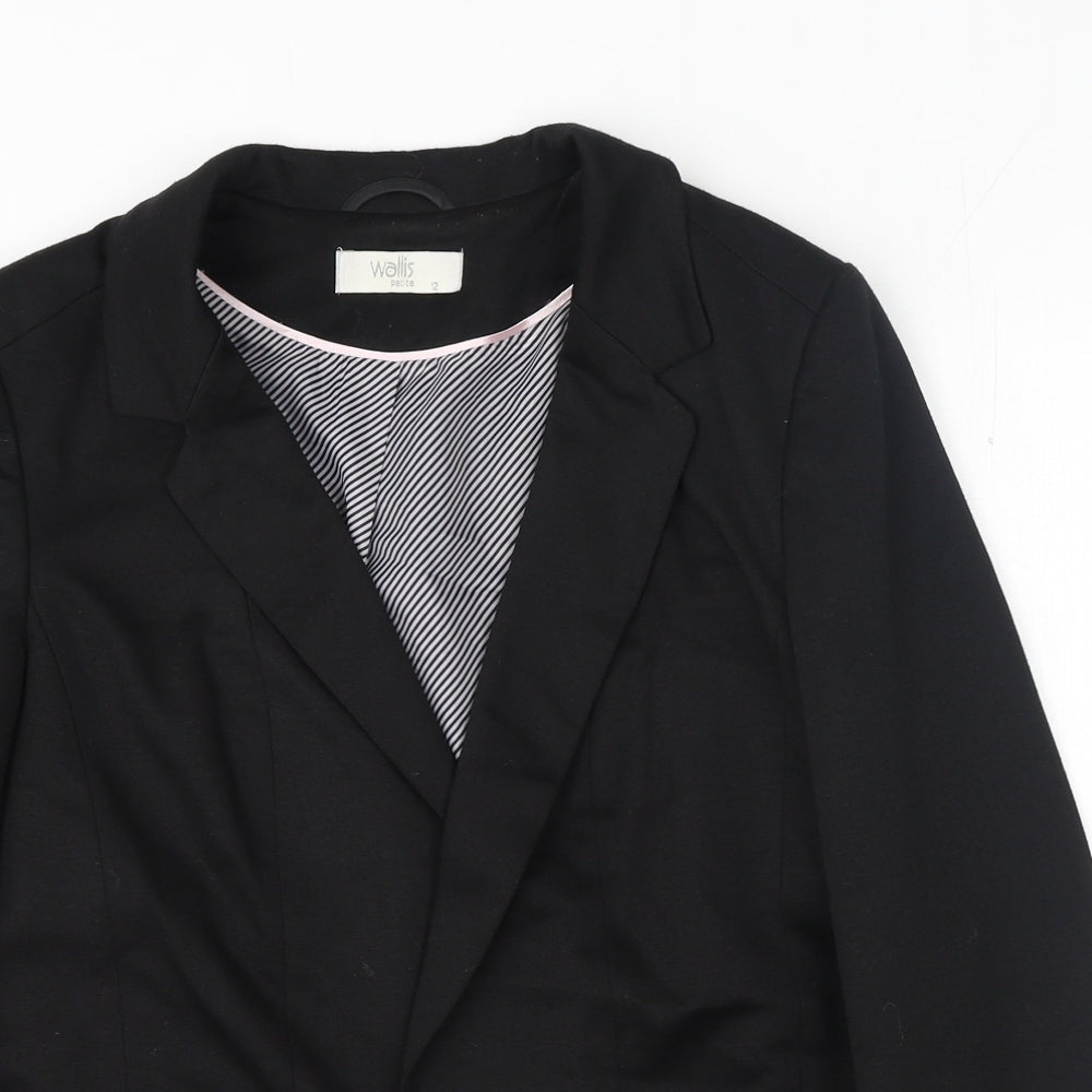 Wallis Womens Black Jacket Blazer Size 12 Button