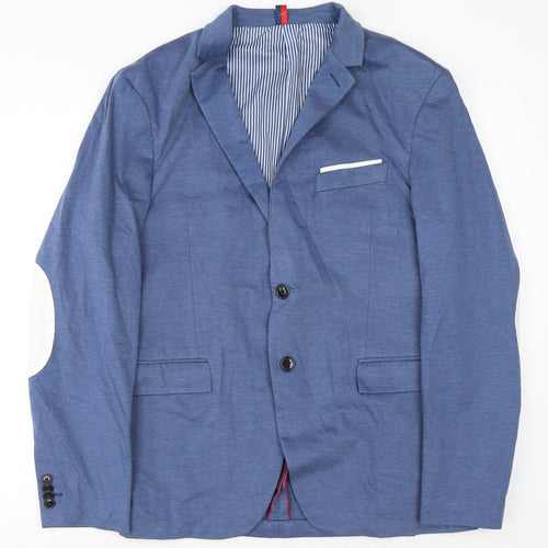 Zara Mens Blue Polyester Jacket Blazer Size 44