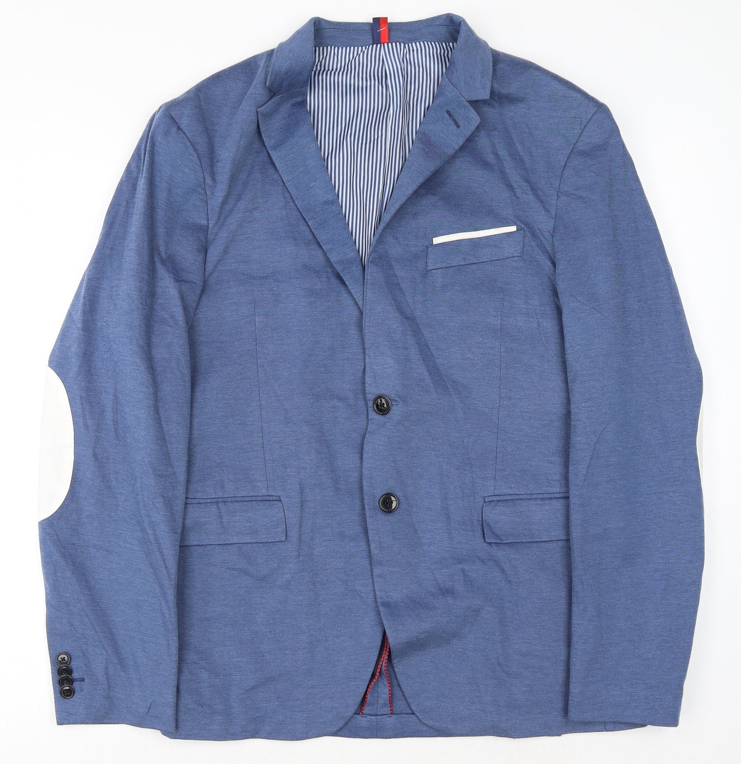 Zara Mens Blue Polyester Jacket Blazer Size 44