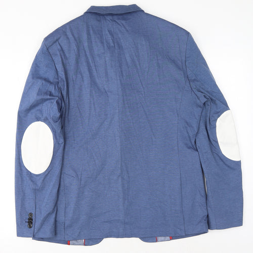 Zara Mens Blue Polyester Jacket Blazer Size 44