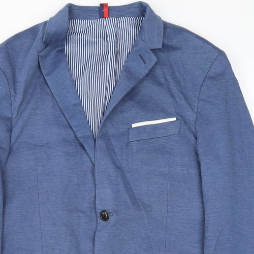 Zara Mens Blue Polyester Jacket Blazer Size 44