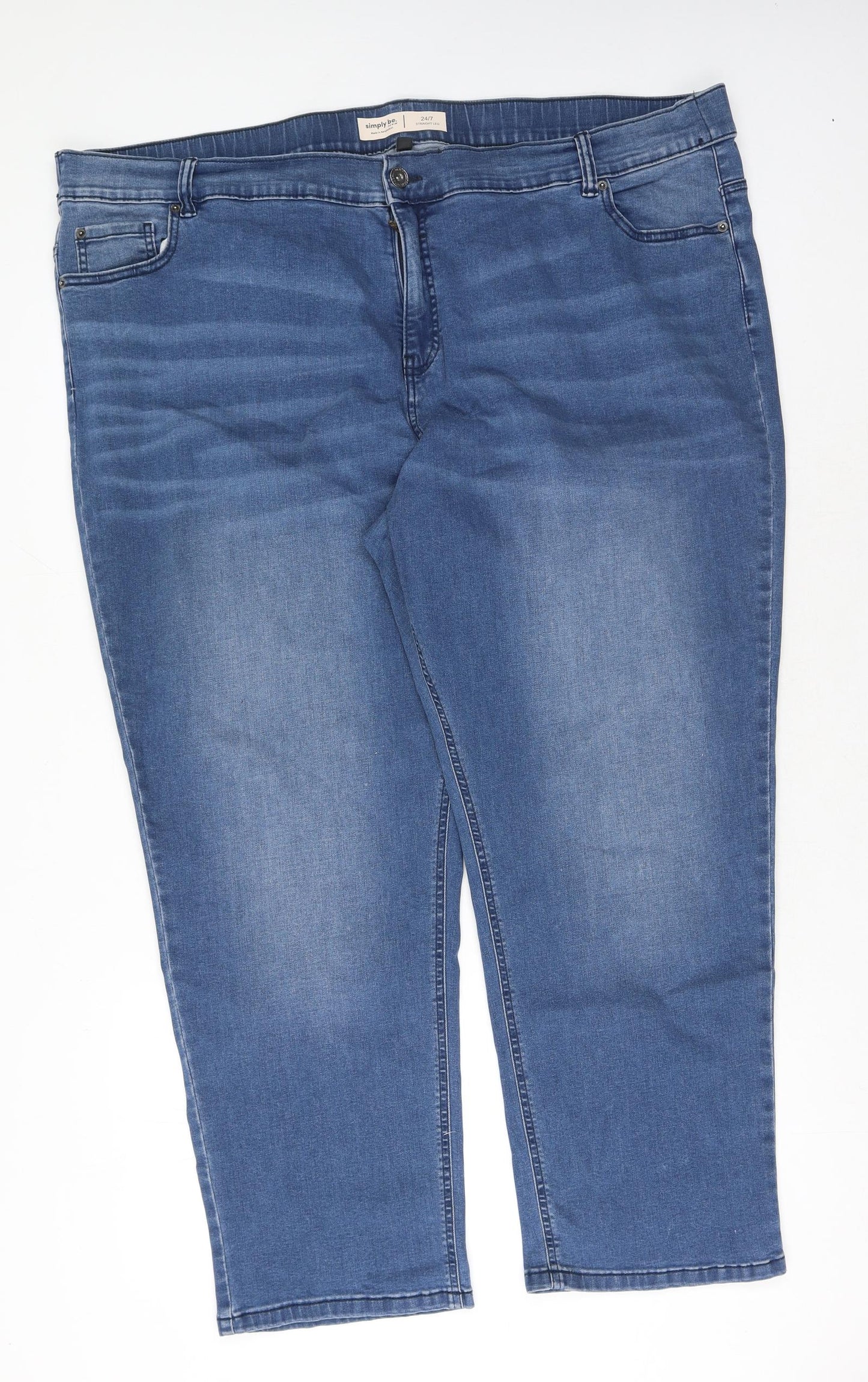 Simply Be Womens Blue Cotton Straight Jeans Size 30 L29 in Regular Button