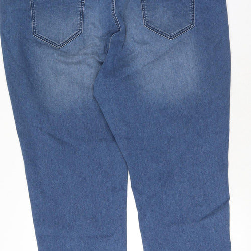 Simply Be Womens Blue Cotton Straight Jeans Size 30 L29 in Regular Button
