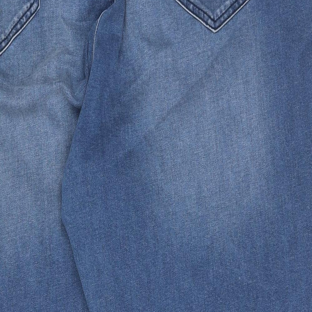 Simply Be Womens Blue Cotton Straight Jeans Size 30 L29 in Regular Button