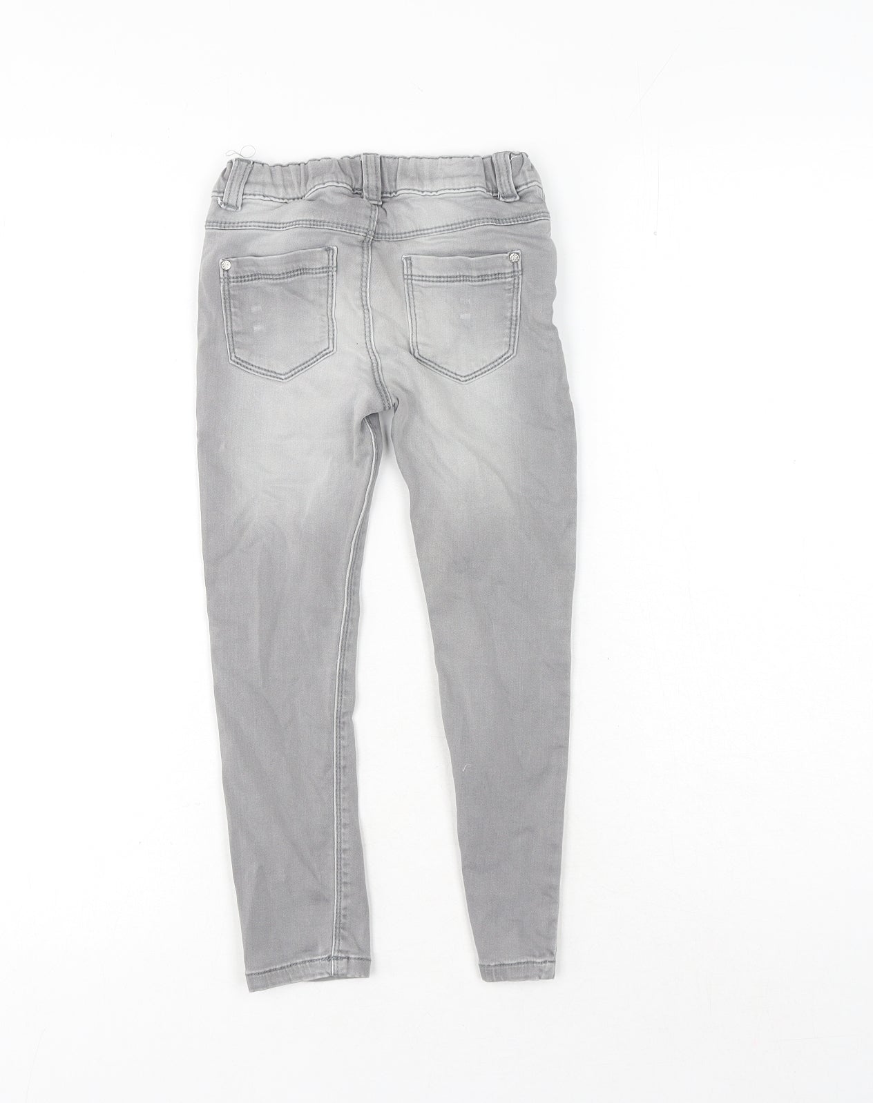 F&F Girls Grey Cotton Straight Jeans Size 4-5 Years Regular Button