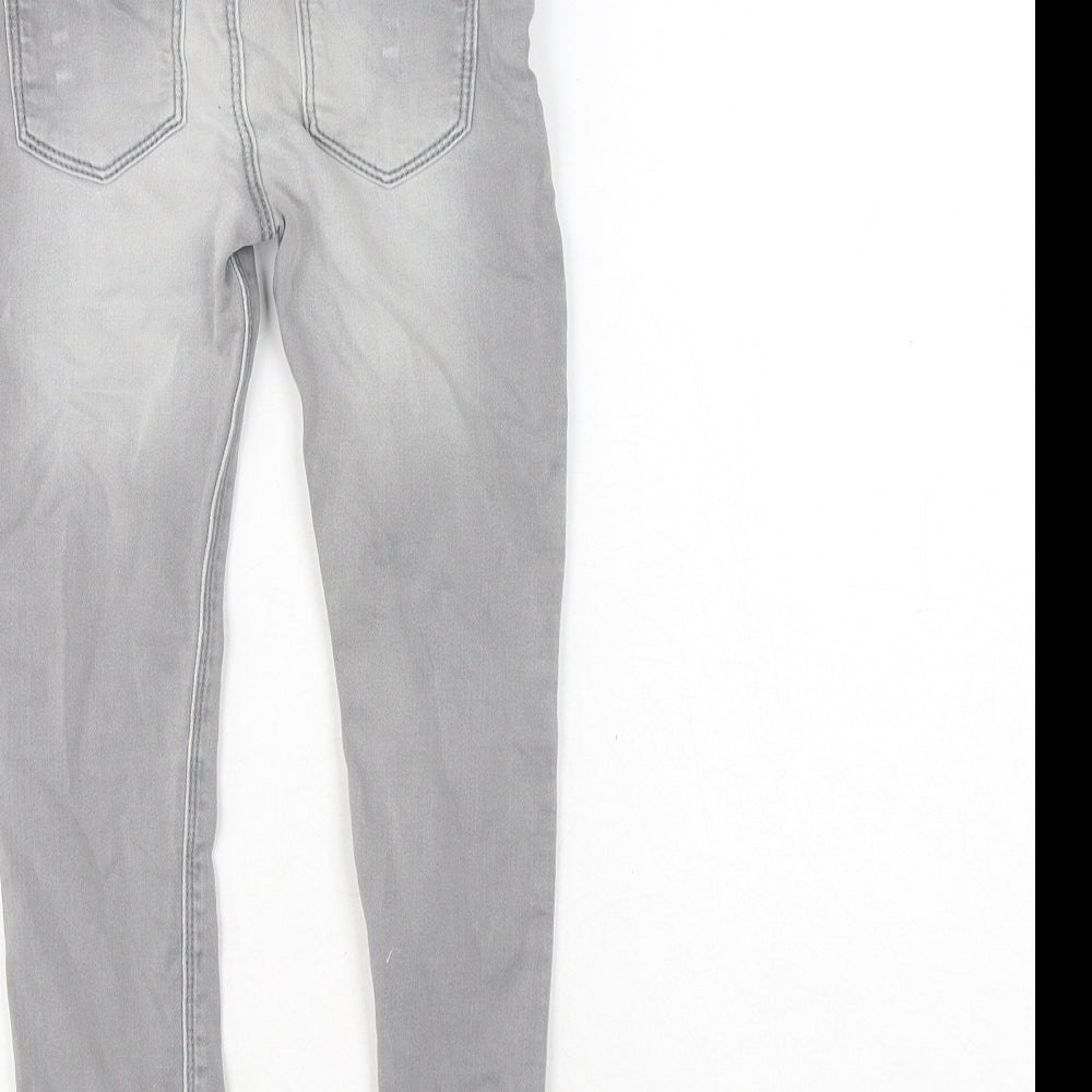 F&F Girls Grey Cotton Straight Jeans Size 4-5 Years Regular Button
