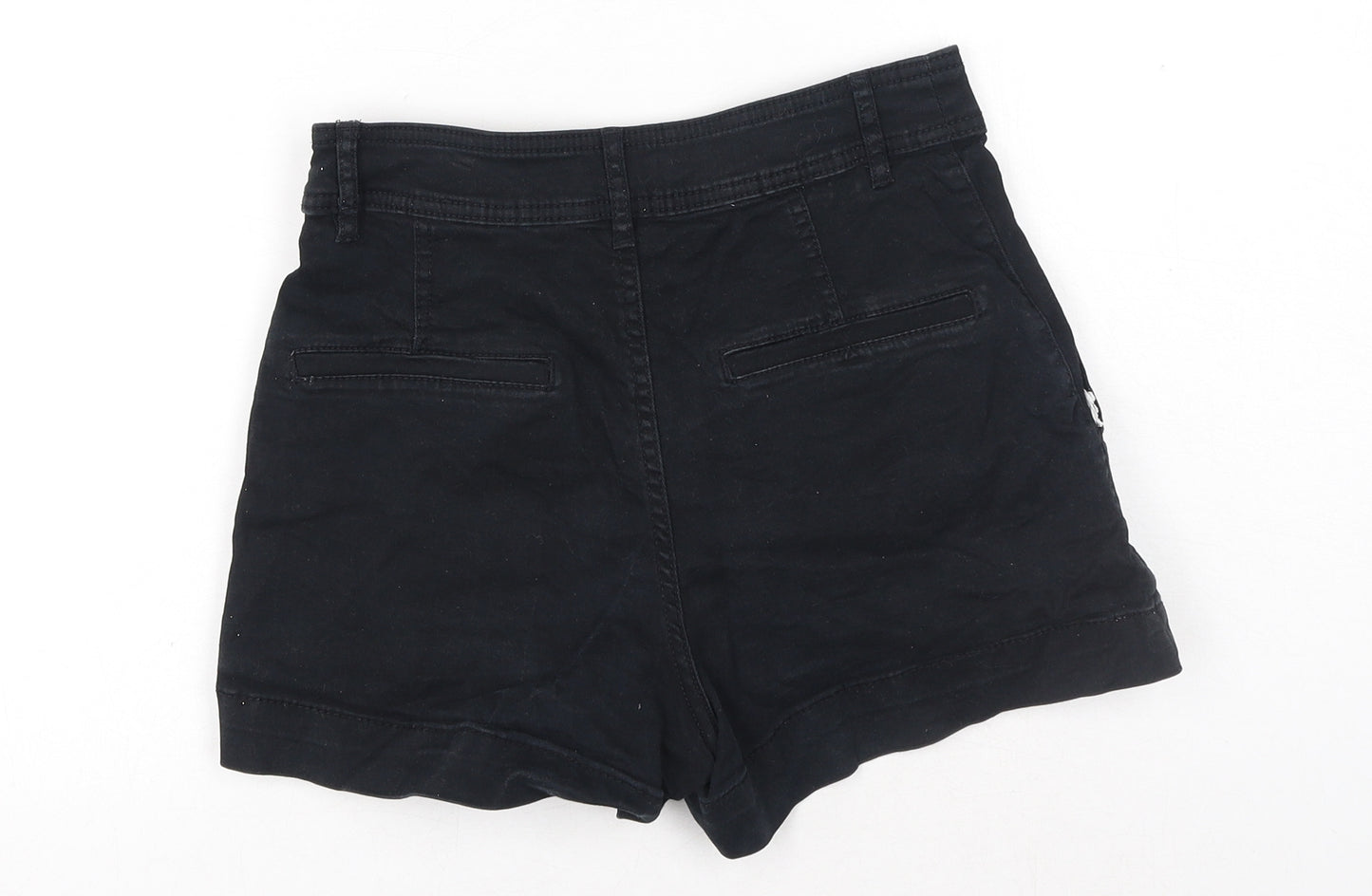 H&M Womens Black Cotton Hot Pants Shorts Size 8 Regular Button