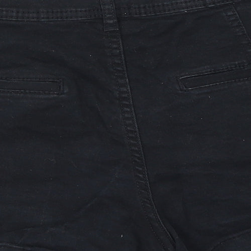 H&M Womens Black Cotton Hot Pants Shorts Size 8 Regular Button