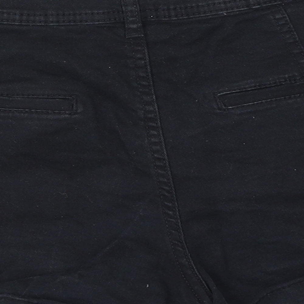 H&M Womens Black Cotton Hot Pants Shorts Size 8 Regular Button