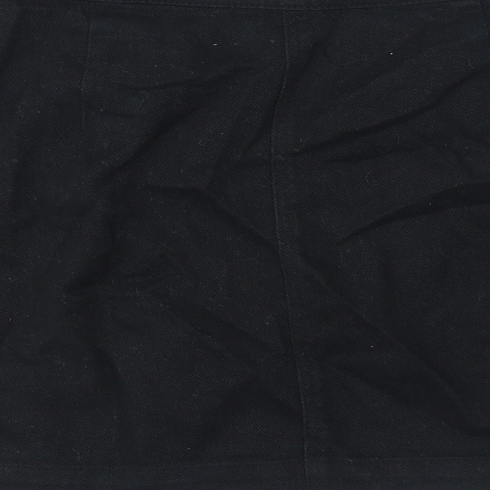 H&M Womens Black Cotton Mini Skirt Size 10 Zip