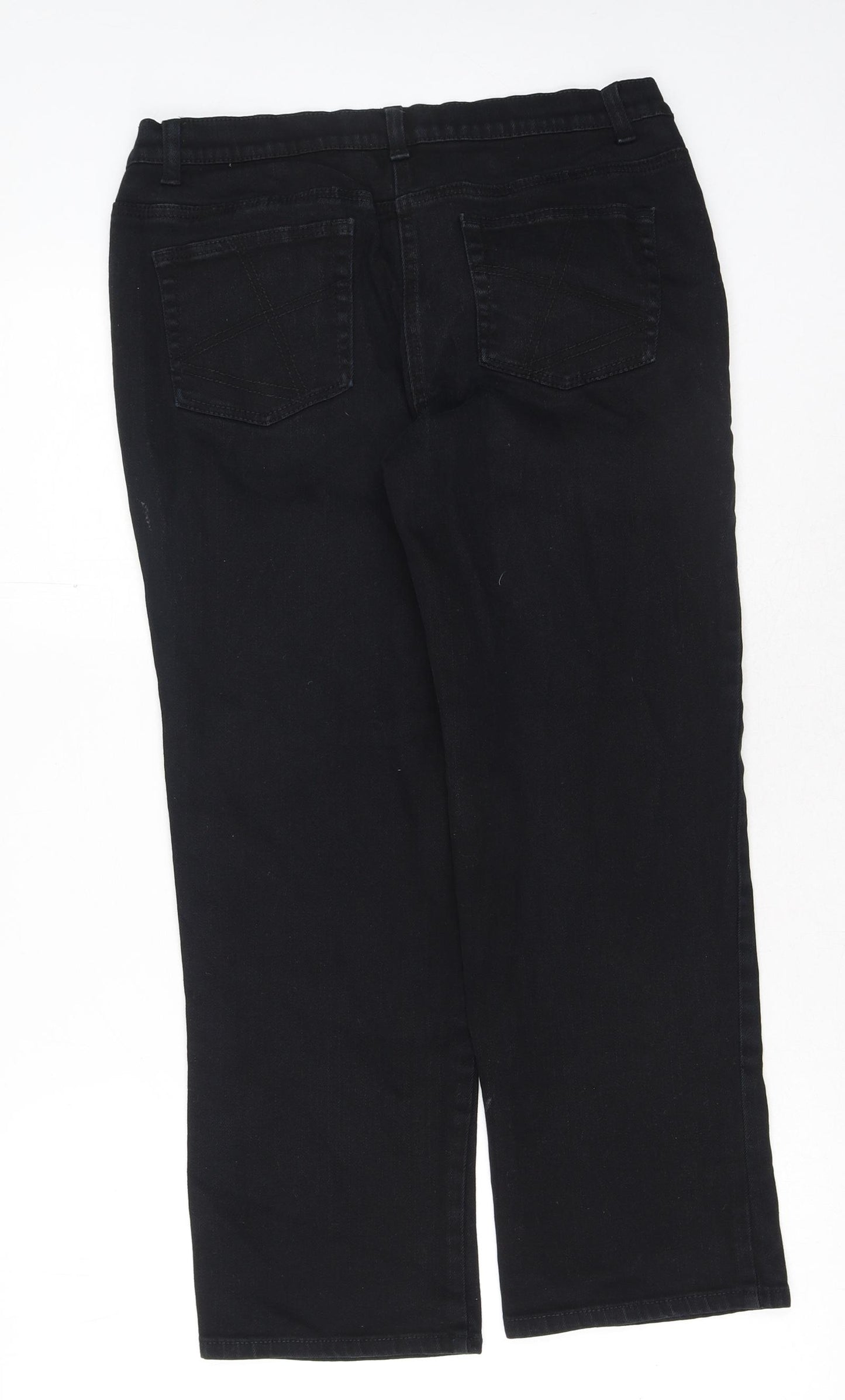 West Bay Womens Black Cotton Straight Jeans Size 14 L27 in Regular Button