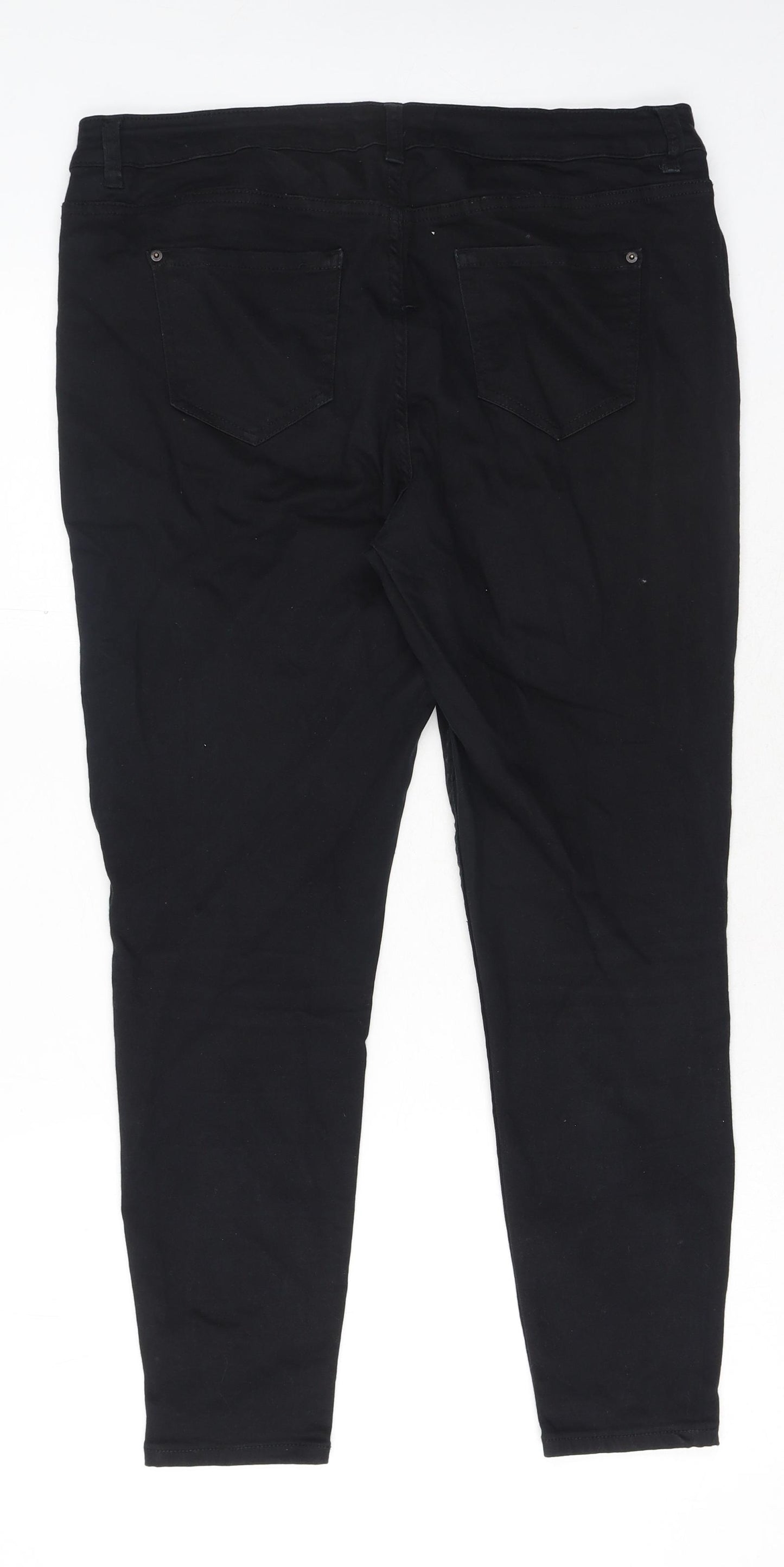 New Look Womens Black Cotton Skinny Jeans Size 16 L27 in Extra-Slim Button