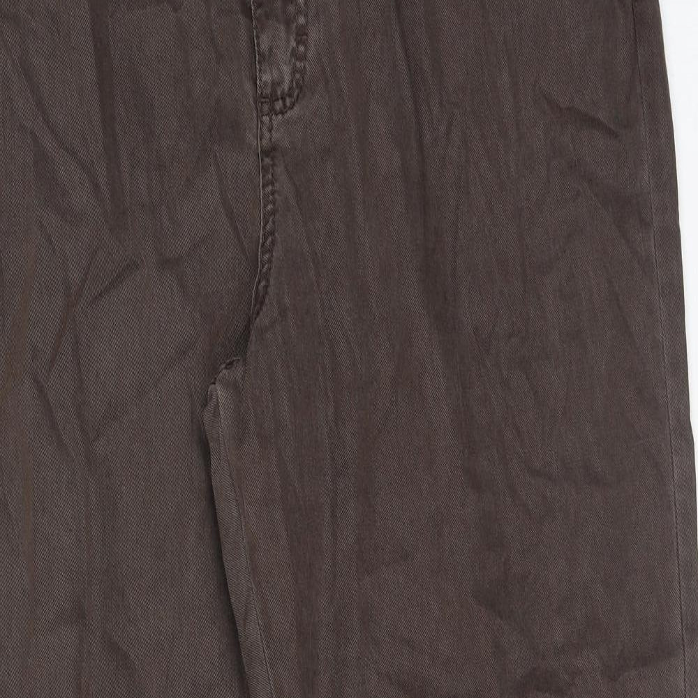 Marks and Spencer Womens Brown Cotton Trousers Size 16 L32 in Regular Button