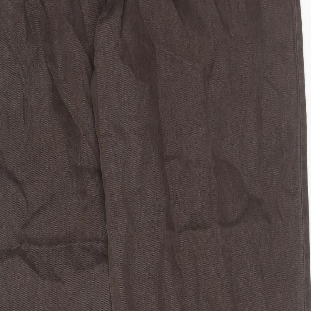 Marks and Spencer Womens Brown Cotton Trousers Size 16 L32 in Regular Button