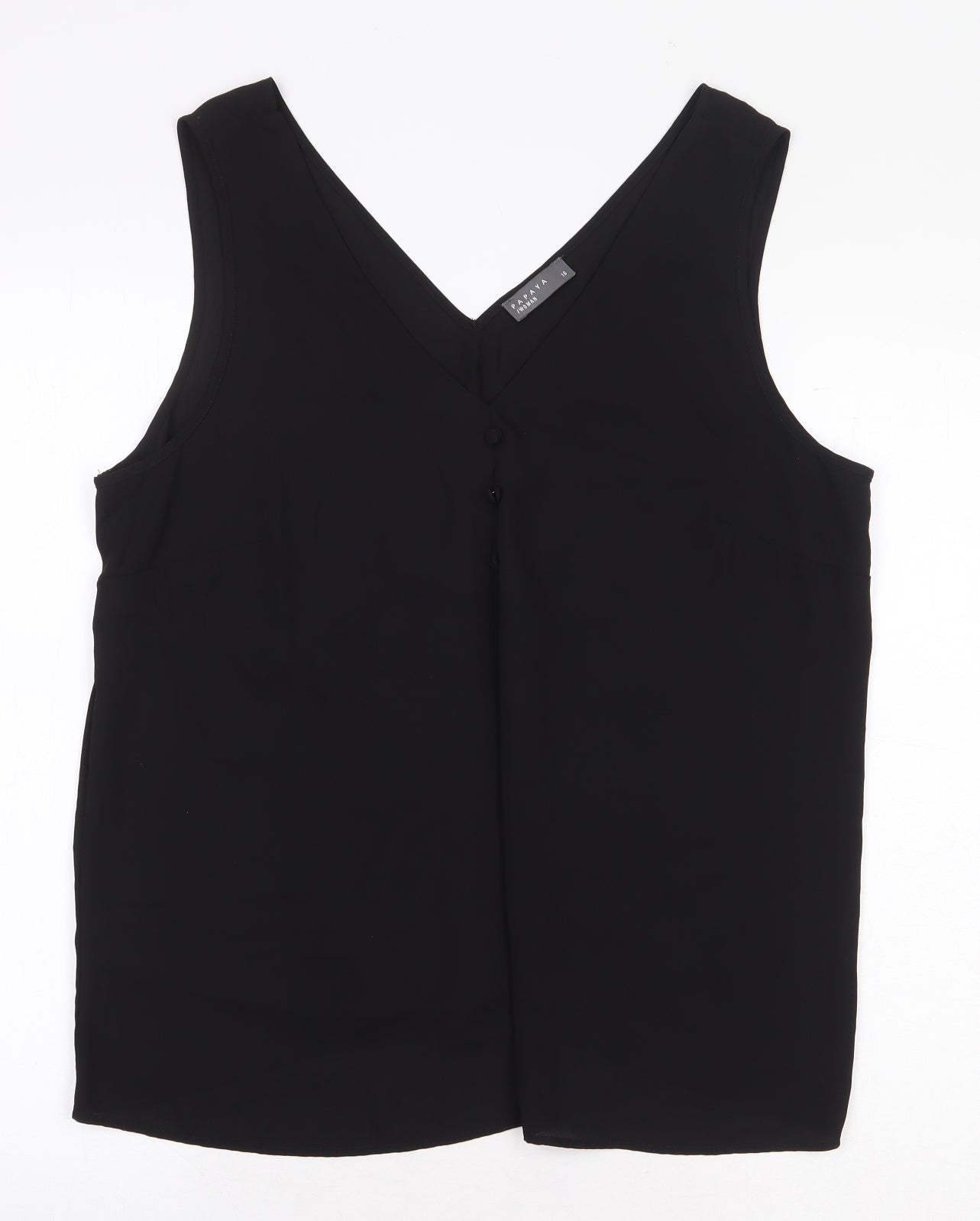 Papaya Womens Black Polyester Basic Blouse Size 16 V-Neck