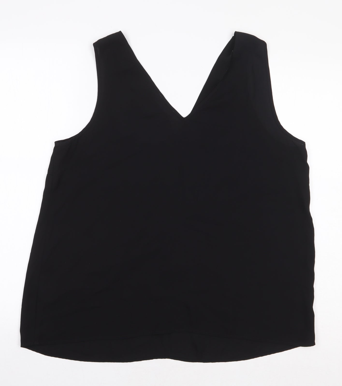 Papaya Womens Black Polyester Basic Blouse Size 16 V-Neck