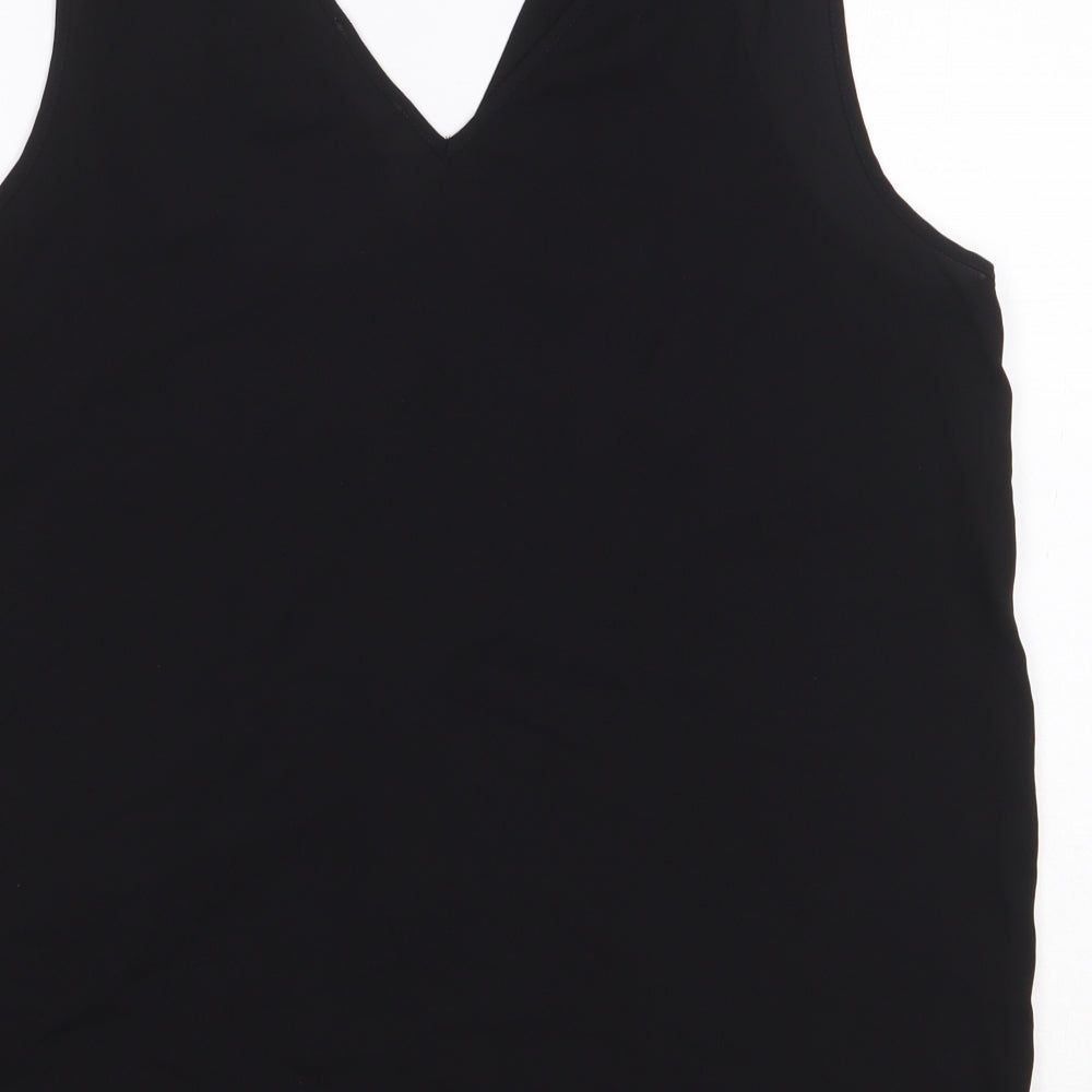 Papaya Womens Black Polyester Basic Blouse Size 16 V-Neck