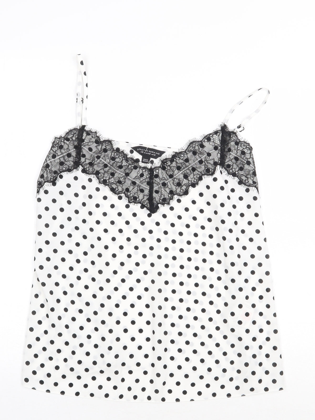 Dorothy Perkins Womens White Polka Dot Polyester Camisole Blouse Size 14 V-Neck