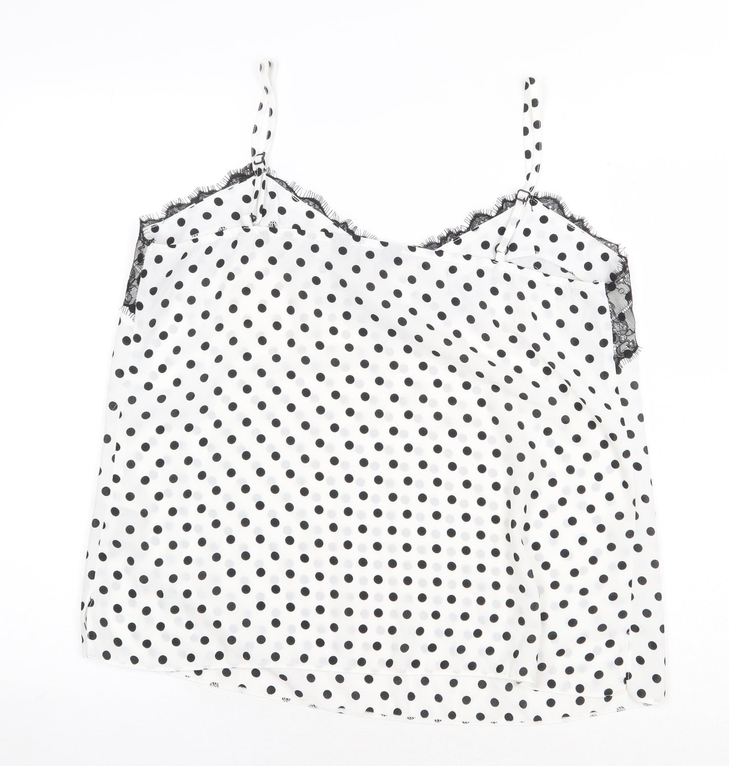 Dorothy Perkins Womens White Polka Dot Polyester Camisole Blouse Size 14 V-Neck