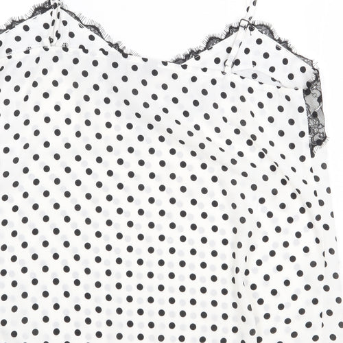 Dorothy Perkins Womens White Polka Dot Polyester Camisole Blouse Size 14 V-Neck