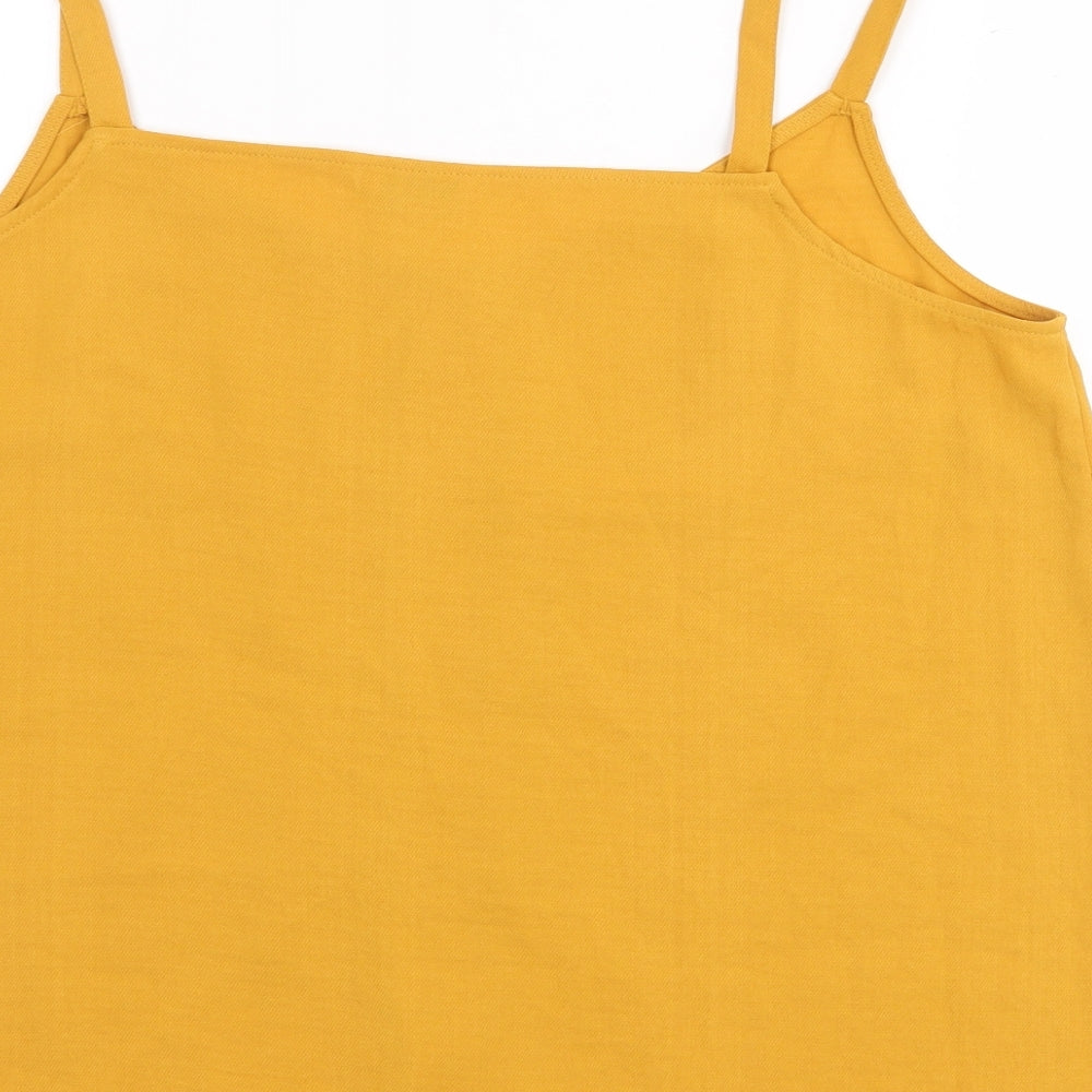 Nutmeg Womens Yellow Polyester Basic Tank Size 14 V-Neck