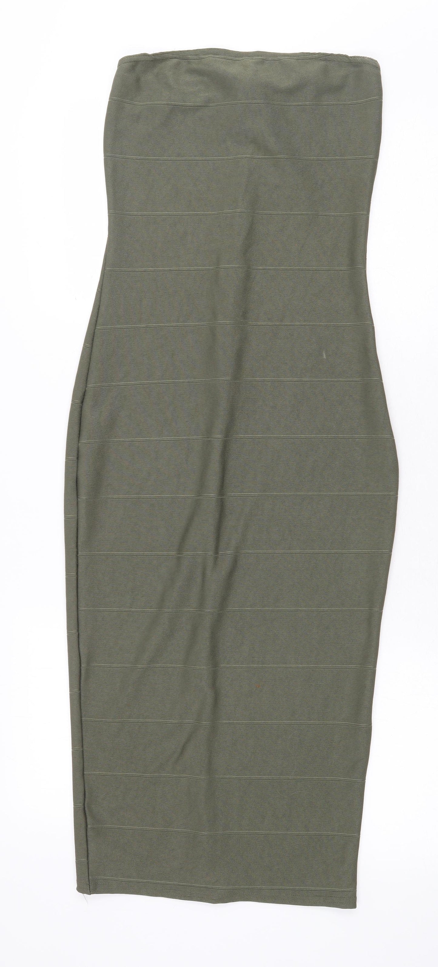 Missguided Womens Green Polyester Bodycon Size 10 Square Neck Zip