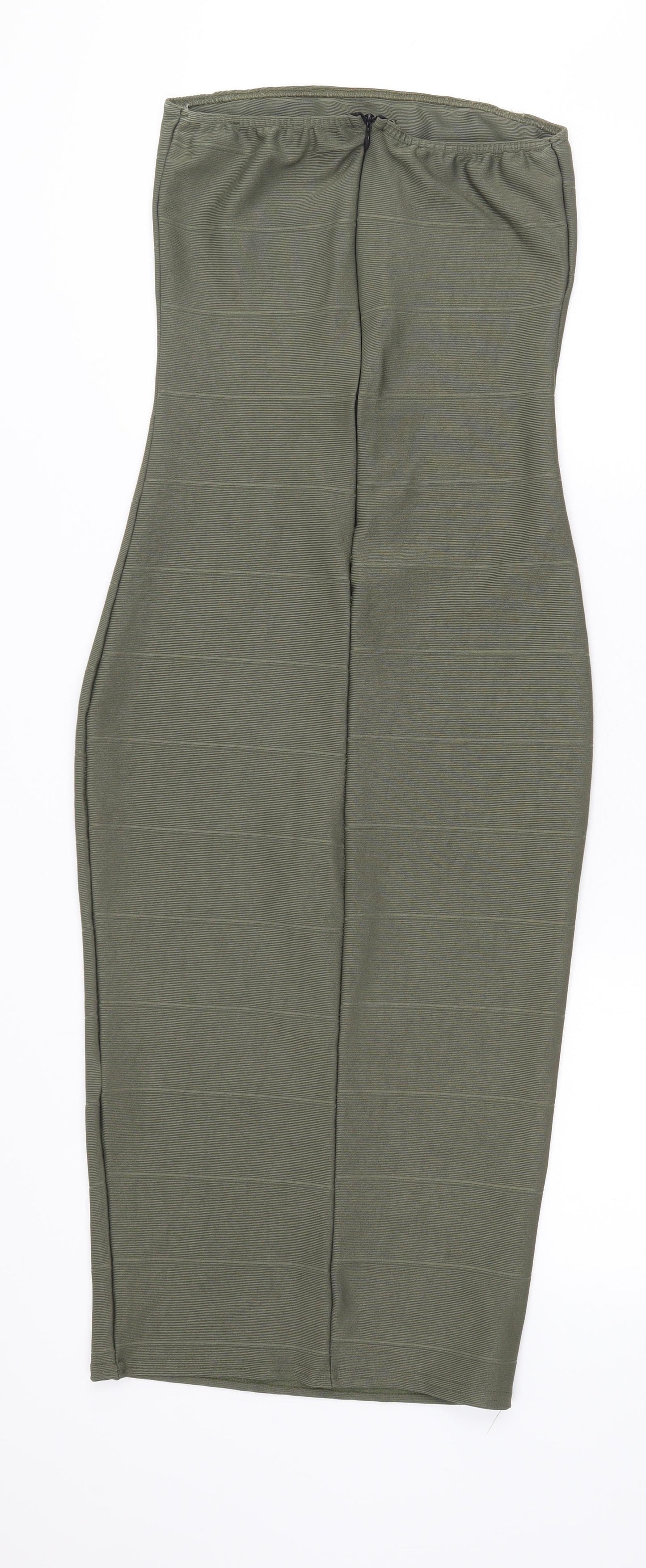 Missguided Womens Green Polyester Bodycon Size 10 Square Neck Zip