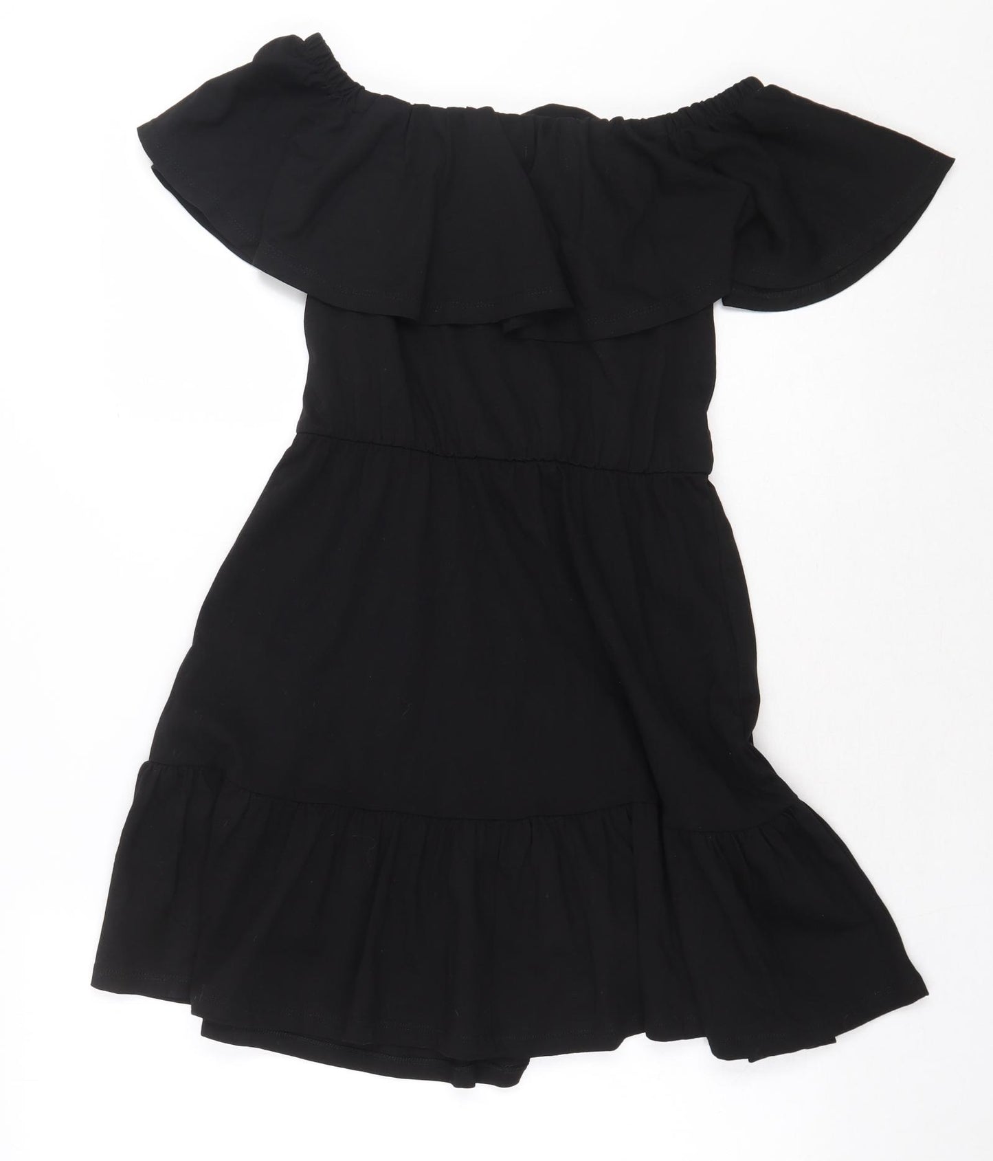 ASOS Womens Black 100% Cotton Fit & Flare Size 6 Off the Shoulder Pullover